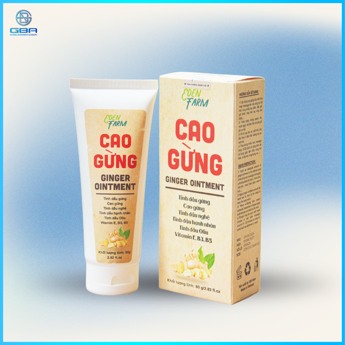Cao Gừng Eden Farm (Tuýp) - 80gr
